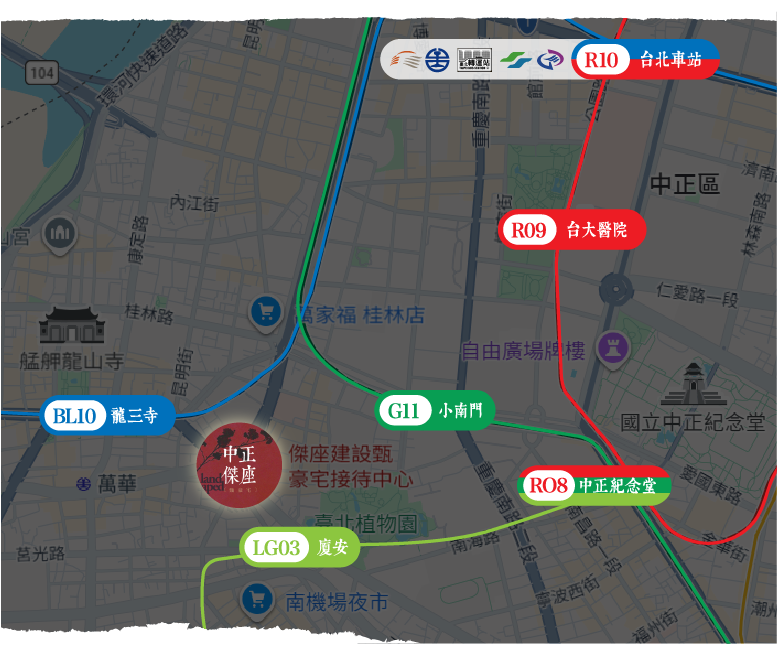 捷運三線齊聚｜捷運萬大線約220米